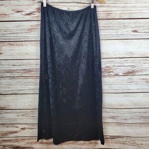 Super Low Fat Womens Small Vintage Hot Topic Black Crushed Velvet Maxi Skirt #66